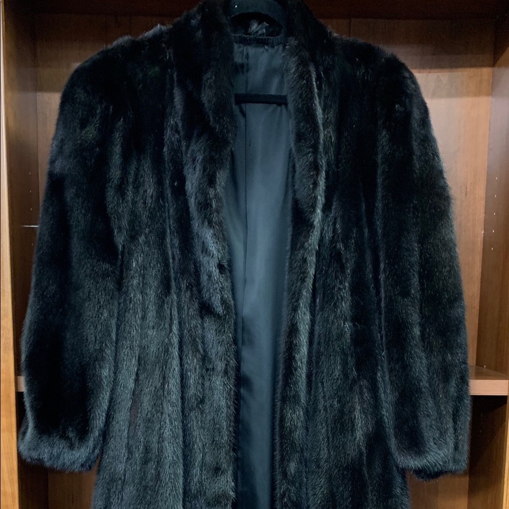 Long mink coat.